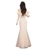 One-word Shoulder Dress Champagne 1011 New Summer High-end Light Luxury Birthday Host Banquet Evening Dress Dress