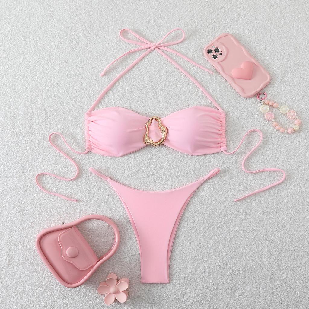 Xingcheng 2026 Sexy Solid Color European & American Two-Piece Bikini Swimwear for Women