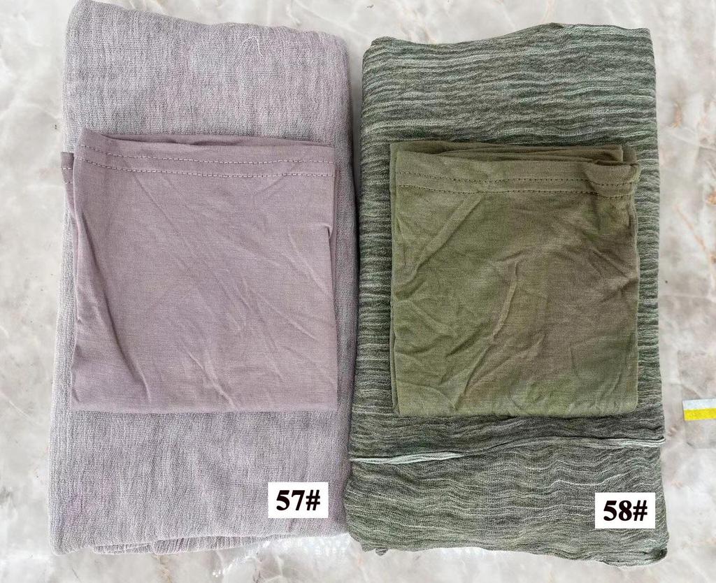 High-Texture Tie-Dye Rayon Headscarf Set: Soft, Wrinkled, Vintage-Style Muslim Shawl