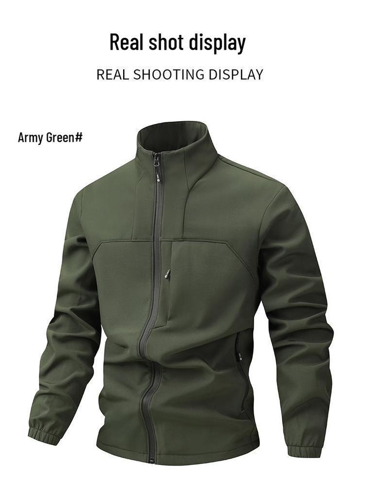 Męska kurtka wiatrówka Soft Shell z podszewką polarową, na jesień/zimę, ze stójką