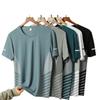 Mesh T-shirt Men's Quick Drying Short Sleeved T-shirts Summer High Stretch Breathable Printed Top