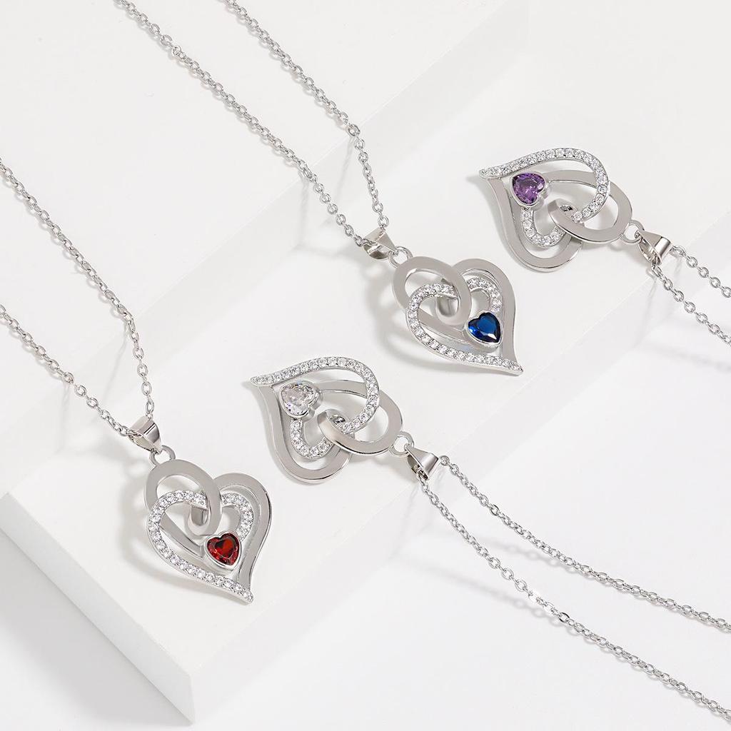 Cross New Irregular Interlocking Heart Pendant Necklace - Women's European & American High-End Celebrity Style