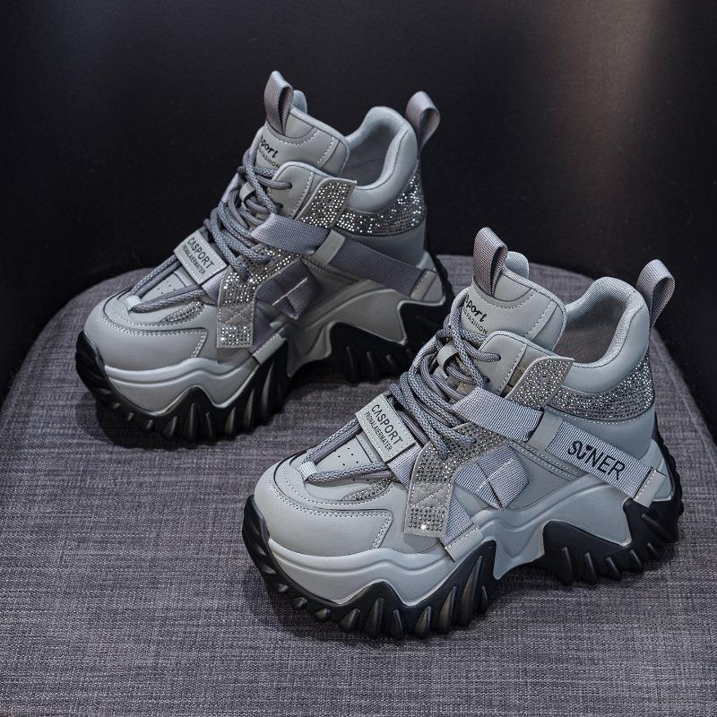 Thick-soled Dad Shoes Are Casual and Versatile, with Fleece Lining for Height-increasing Women's Shoes