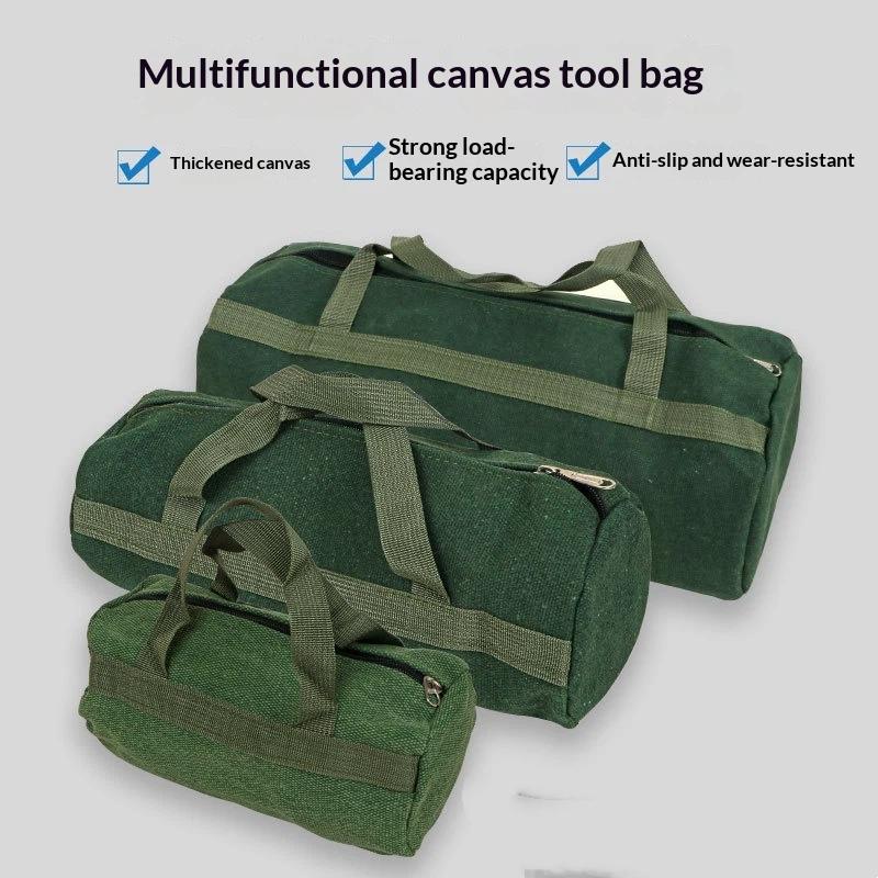 Thick Canvas Tool Storage Bag Portable Wear Resistant Hardware Organizer for Plumbing Repair Job Site Use 1PC