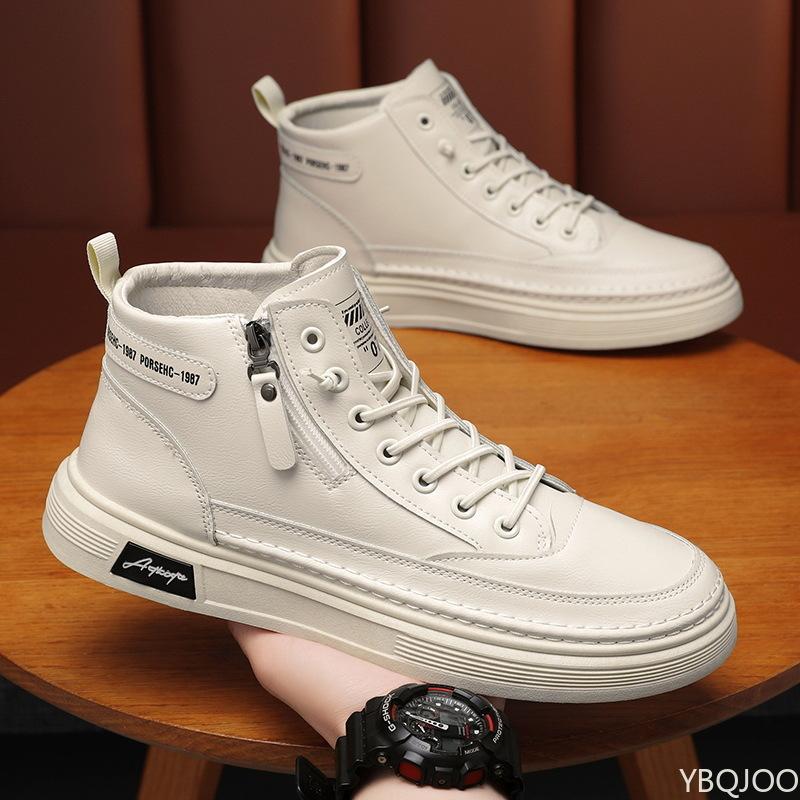 Fashion Trendy Men's Shoes New Breathable High Top Versatile Anti Slip Sports Casual Board Shoes Men's Simple Flat Bottom Zapatos Hombre