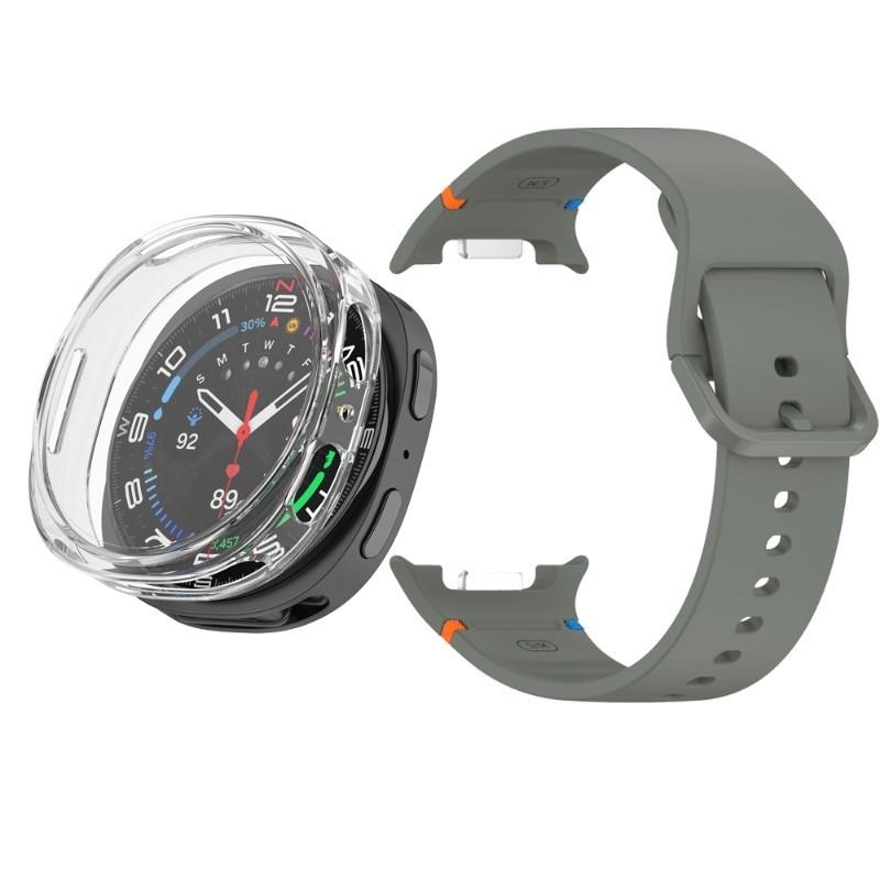 Silicone Strap Replacemnt Watch Band with TPU Shell for Samsung Galaxy Watch 8 40/44mm Classic Ultra2