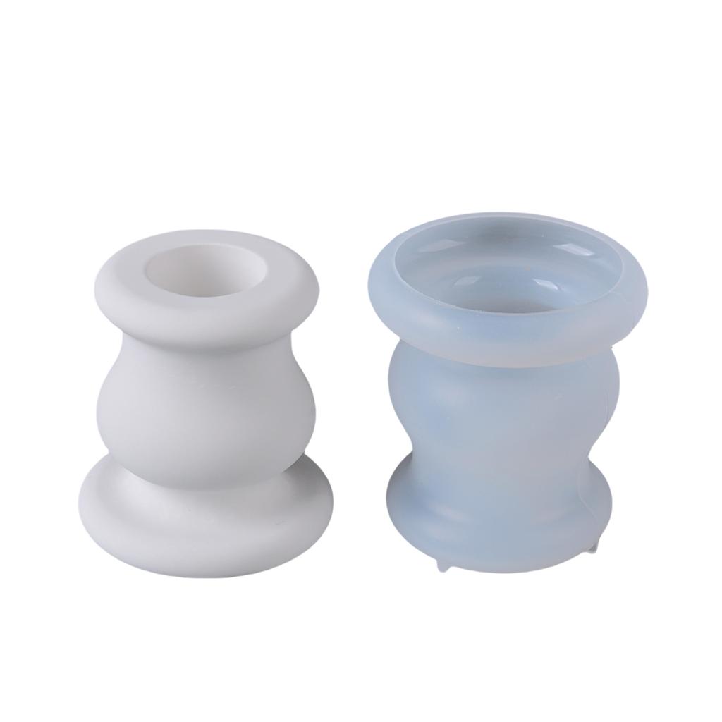 Nordics Style Candlestick Silicone Molds Roman Pillar Candle Holder Molds Ornament Plasters Molds for Table Decoration