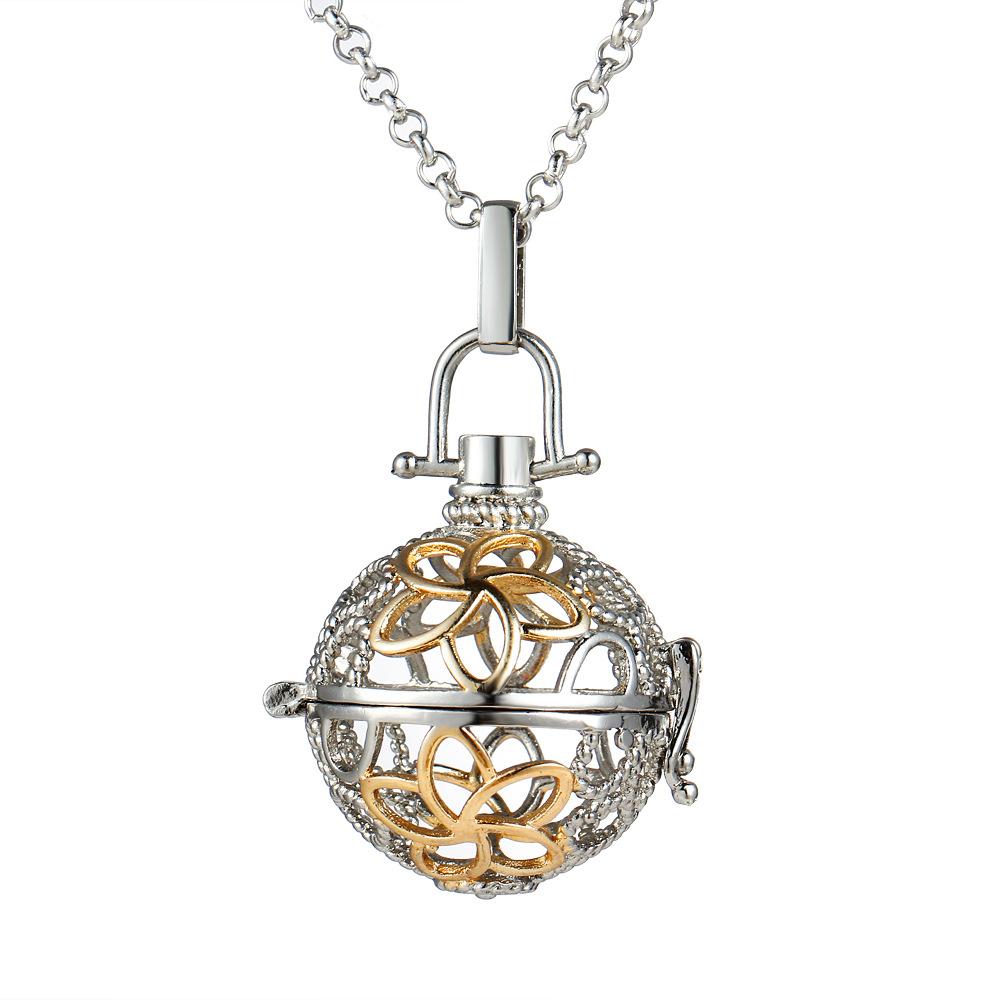 Mexico Chime Two-Color Feather Caller Locket Piano Ball Necklace Essential Oil Diffuser Perfume Musical Pendant New Jewelry