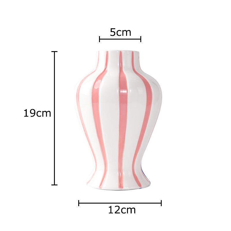 

Colorful Stripes Ceramic Vase Desk Decoration Flowers Arrangement Artificial Flower Decorative Floral Vases Room Aesthetic Decor рожевий
