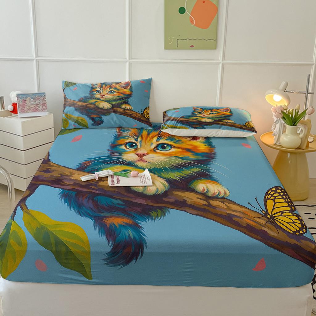 Modèle de matelas Cartoon Two, Housse de protection de matelas, Ensemble trois pièces de housse de protection, Impression numérique