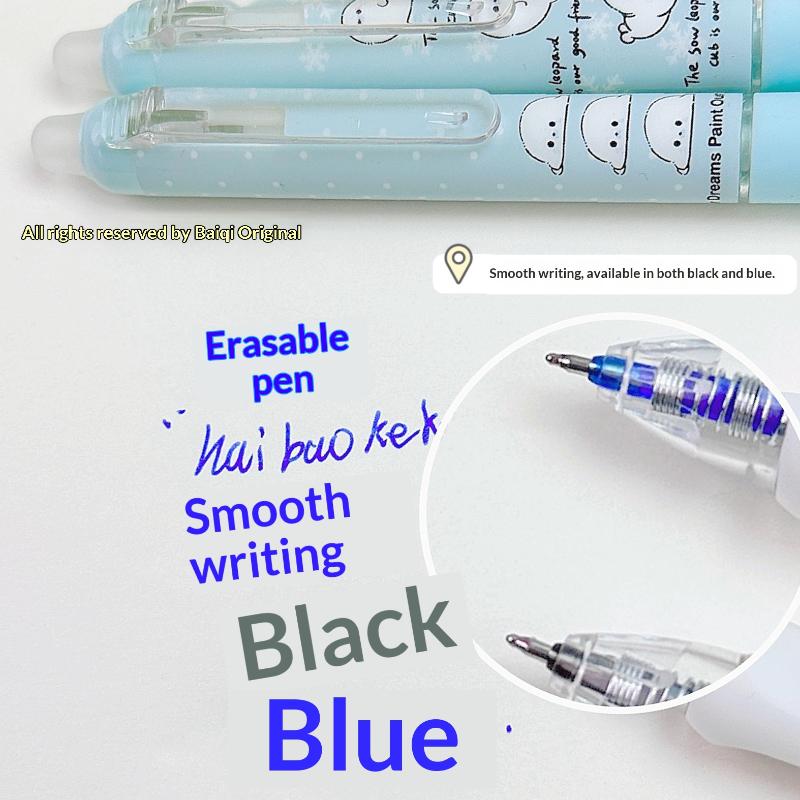 4Pcs/Set Kawaii Erasable Gel Pen 0.5Mm Blue And Black Ink Quick Dry Smooth Writing Pens School Office Stationery