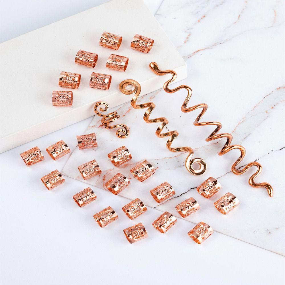 28pcs/set Golden Dreadlocks Beads Silver Dirty Braid Hair Buckles Spiral Hair Tie Pan  Kids