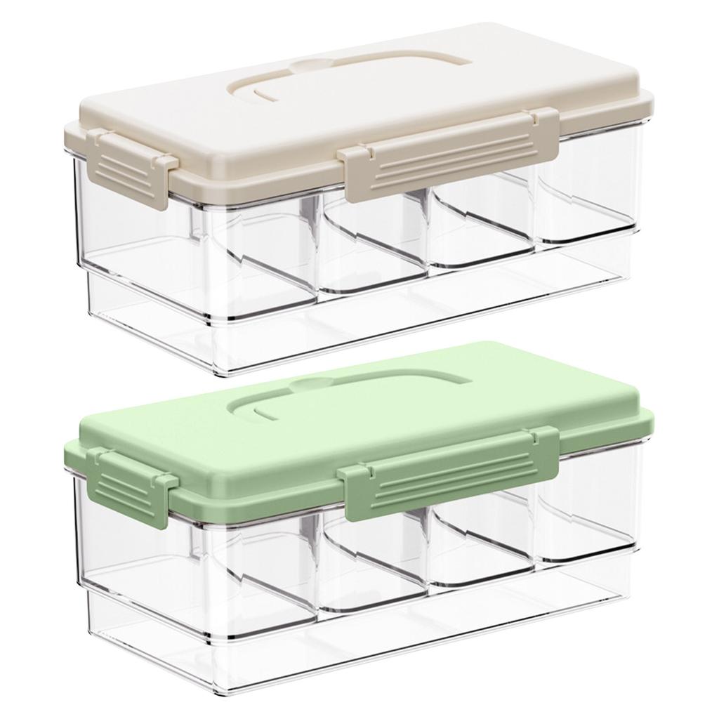 Portable Snack Box Container With Ice Pack, 4 Large Compartment Refrigerated Travel Tray With Lid For Outdoor Parties, Picnics