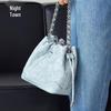 Women's Vintage Denim Drawstring Bucket Bag