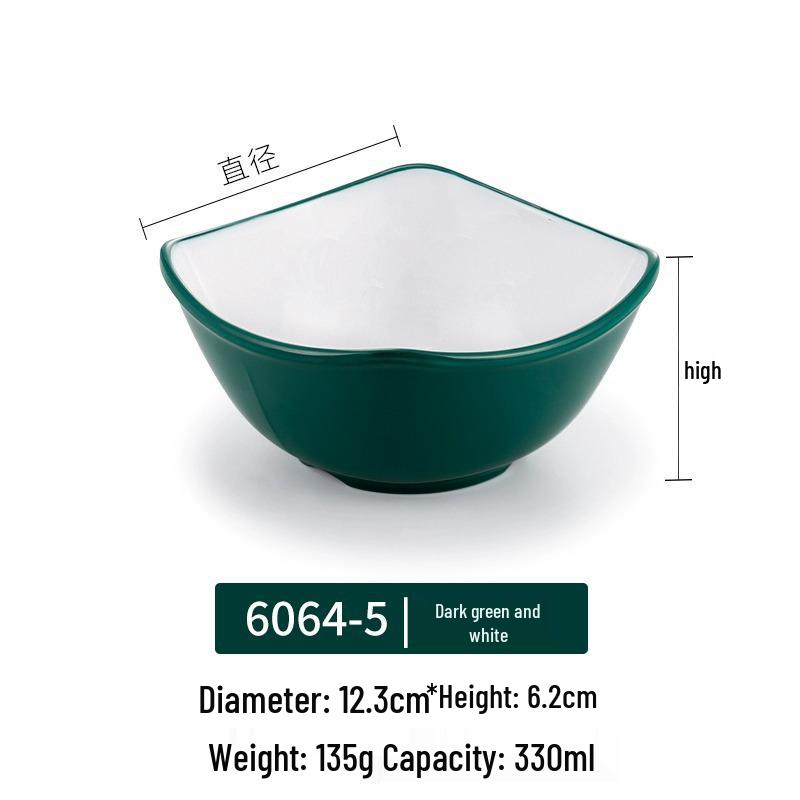 Melamine Imitation Porcelain Square Bowl – Plastic Soup, Dessert, BBQ, Bibimbap, Small Dish for Fast Food.