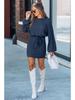 2026 Spring/Autumn Women's Long Sleeve Ribbed Knit Dress with Belt - European & American Style
