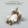 Resin Adorable Tabby Orange Cat Phone Holder Ornament