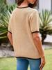 Women's Color Block Puff Sleeve Knit Sweater Crew Neck Ribbed Going Out Top