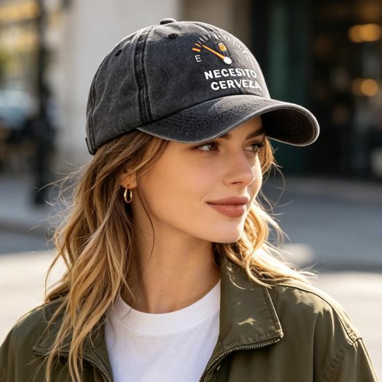 Embroidery Pattern Baseball Hat, Adjustable Back Buckle Retro Distressed Style Baseball Cap, Washed Cotton Fabric Outdoor Sunshade Cap