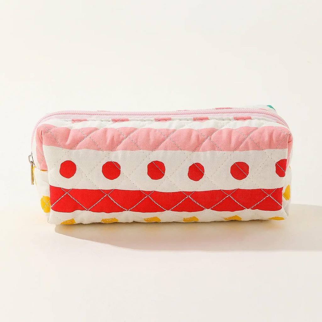 1pc Large Travel Multicolored Plaid Makeup Storage Bag Girls Brush Cosmetic Pouch Bag School Supplies Checkered Pencil Bag