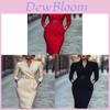 Elegant Highwaist Midi Dress With Spliced Design For Office Women