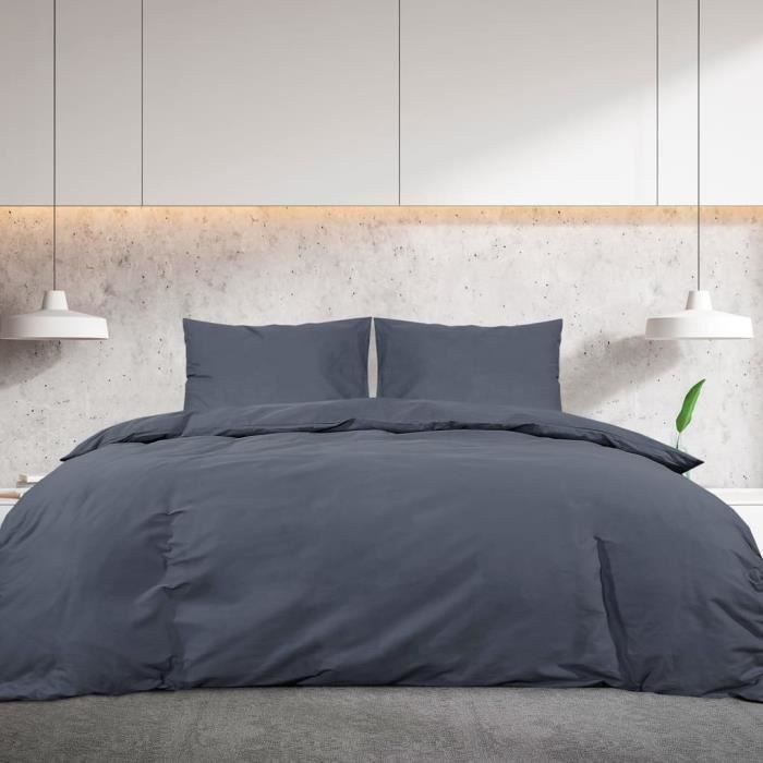 VidaXL Duvet Cover Set Anthracite 200x200 Cm Cotton136079