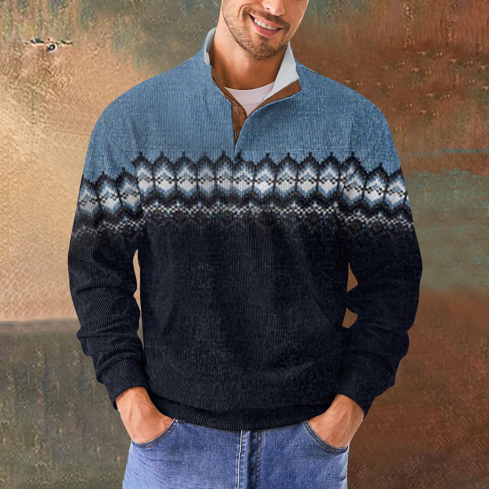 

Мужская повседневная толстовка в стиле ретро с градиентным принтом XL тёмно-синий