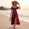 Women's Fashionable Sexy Ruffle Edge French One Shoulder Temperament Vacation Loose Dress