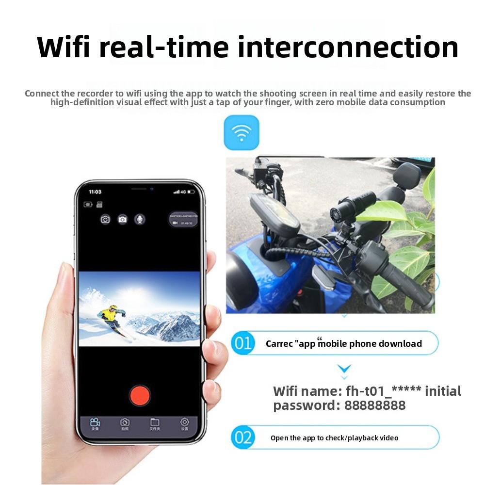 Waterproof Sports DV High Definition WiFi Interconnected Camera Mountaineering Cycling Electric Motorcycle Wide-angle Recorder