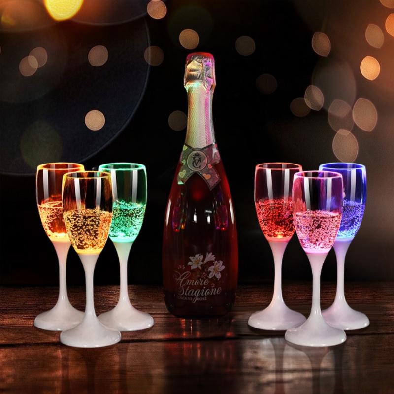 6PCS Wine Glass Wedding Champagne Glasses Lover Wedding Glass Goblet Banquet Wedding Decoration Led Luminous Creative Cup