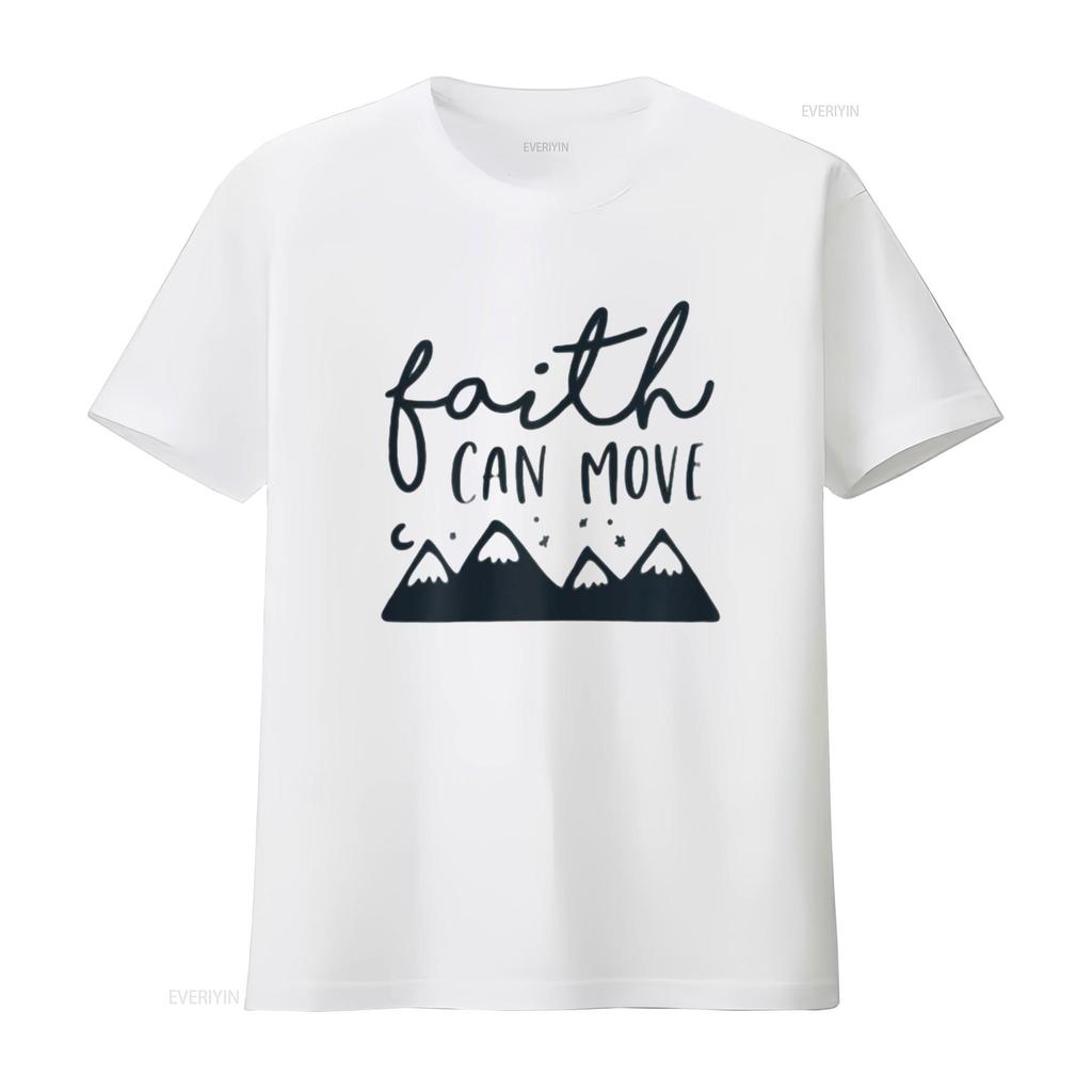 Faith Can Move Mountains Christian Spiritual Religious Quote Womens T Shirt White X Large vintage Washed Stretched homme Soft