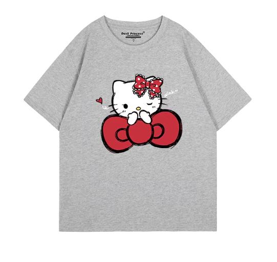 Miniso 2026 Hello Kitty Round neck ShortSleeve TShirt for Women men Couple Summer INS Student LooseFit Leisure Hotselling