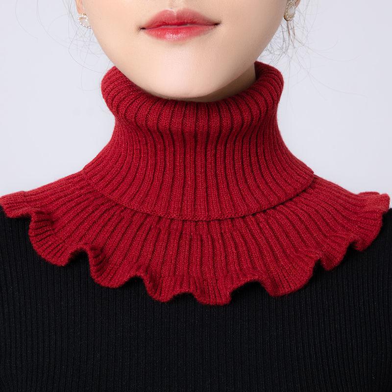 Neck Women's Head Autumn and Winter Warm Neck Cover Cervical Vertebrae with Decorative Fake Collar Knitted High-necked Wool Collar