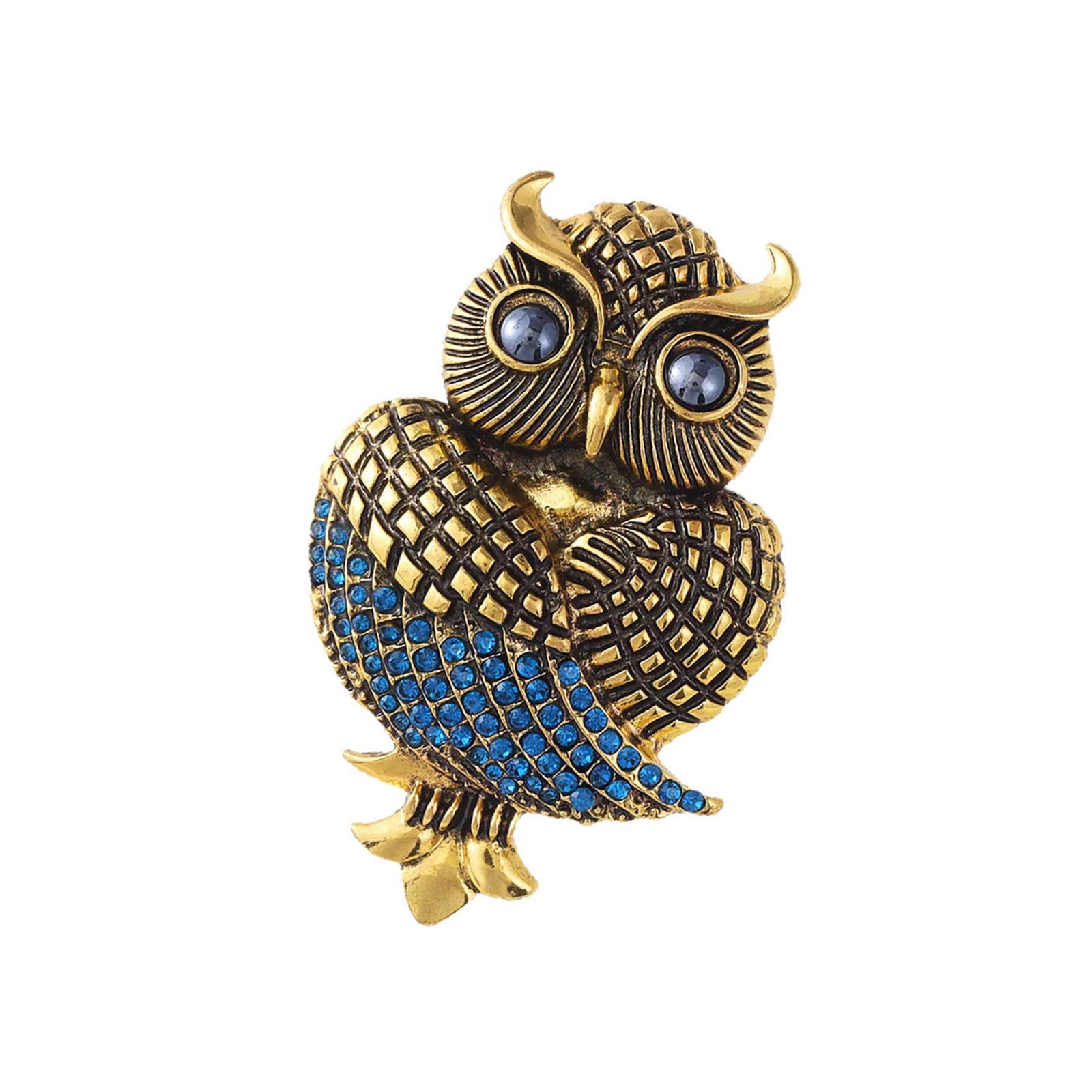 

Mystical Owl Rhinestones Pin Sturdy Metal Construction Vintage Charm Ideal for Her or Him 1