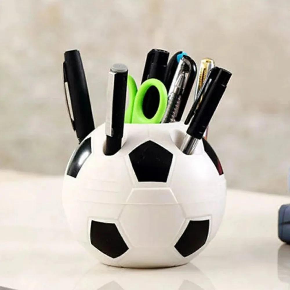 Multifunctional Cute Football Shaped Pen Holder Durable Plastic Pencil Storage Rack Box Organizer Container Desktop Decor Gifts
