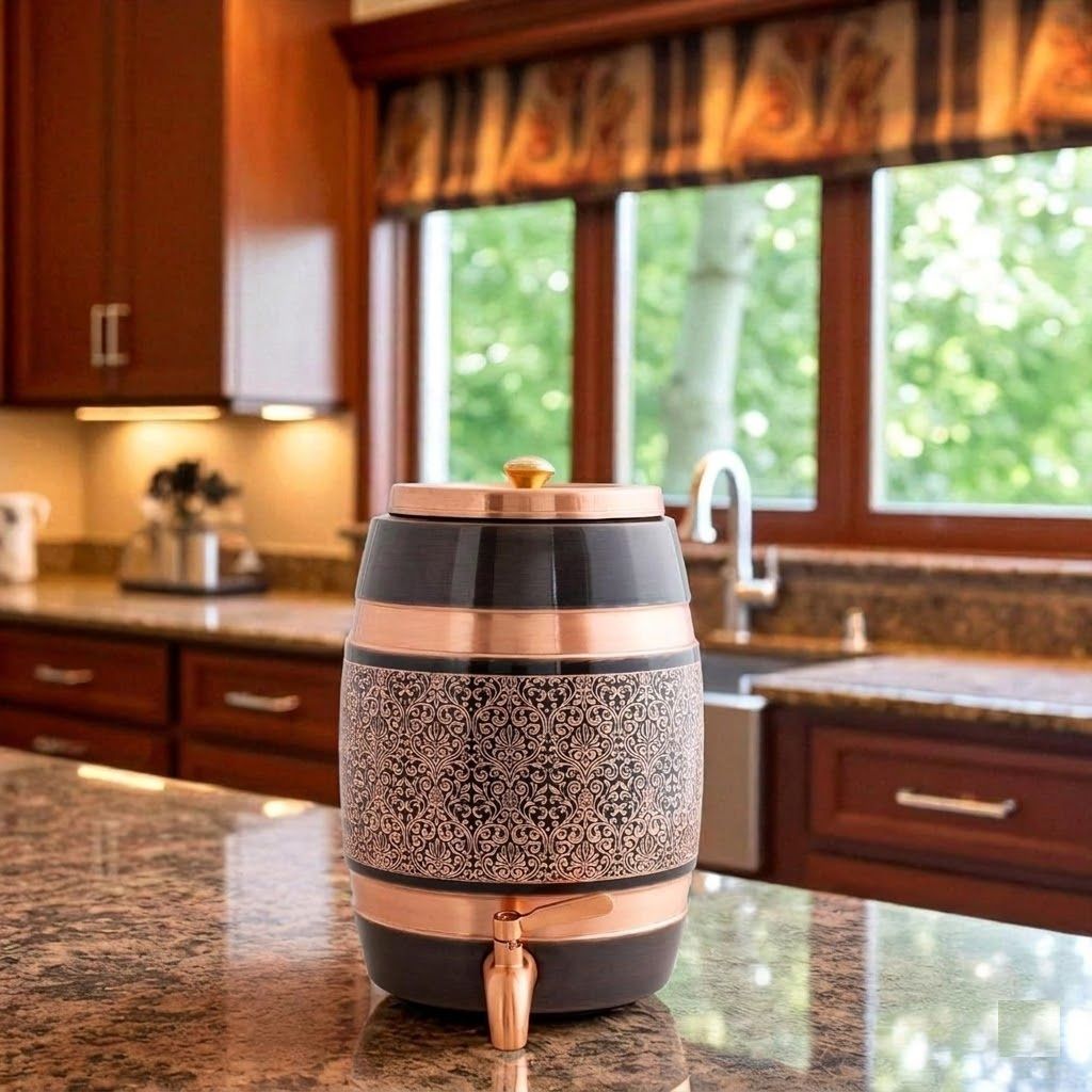 Pure Copper Water Pot with Tap, 5 Liters for Home, Kitchen, Restaurant & Gifting