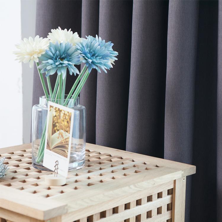 Simple Solid Color Herringbone Pattern Thickened Blackout Curtains, Bedroom Living Room Warp Knitted Curtains Customization