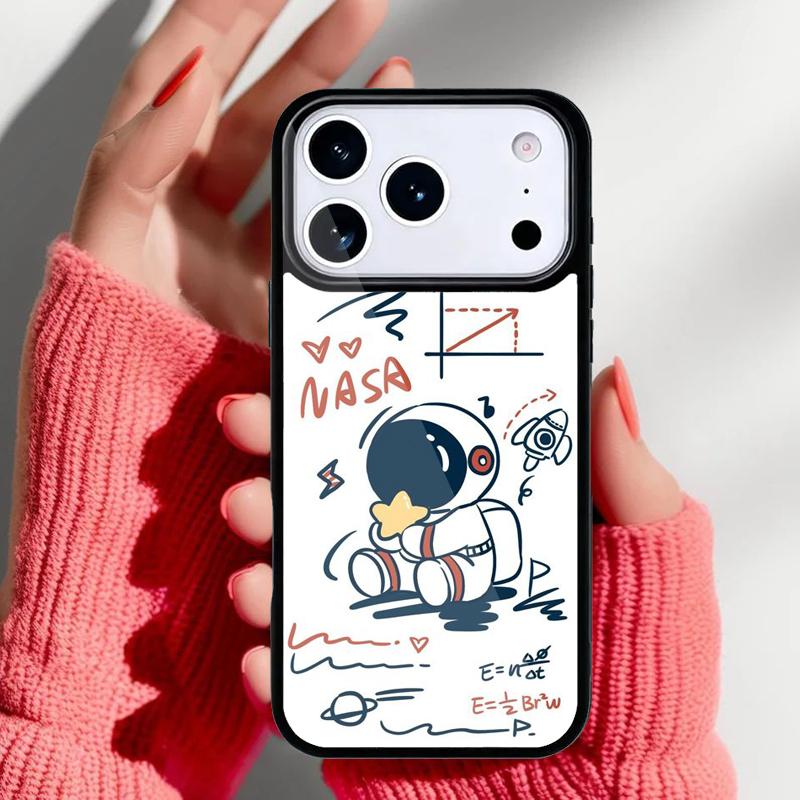 Space Cartoon Cute Doodle Phone Case for iPhone 17 Air 16e 15 14 13 Pro Max Back Cover for 12 11 Pro Coque