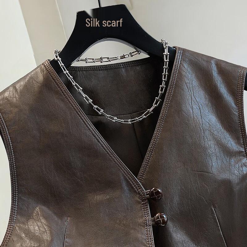 Sibaish Women's 2025 Autumn V-Neck Loose Button Vest