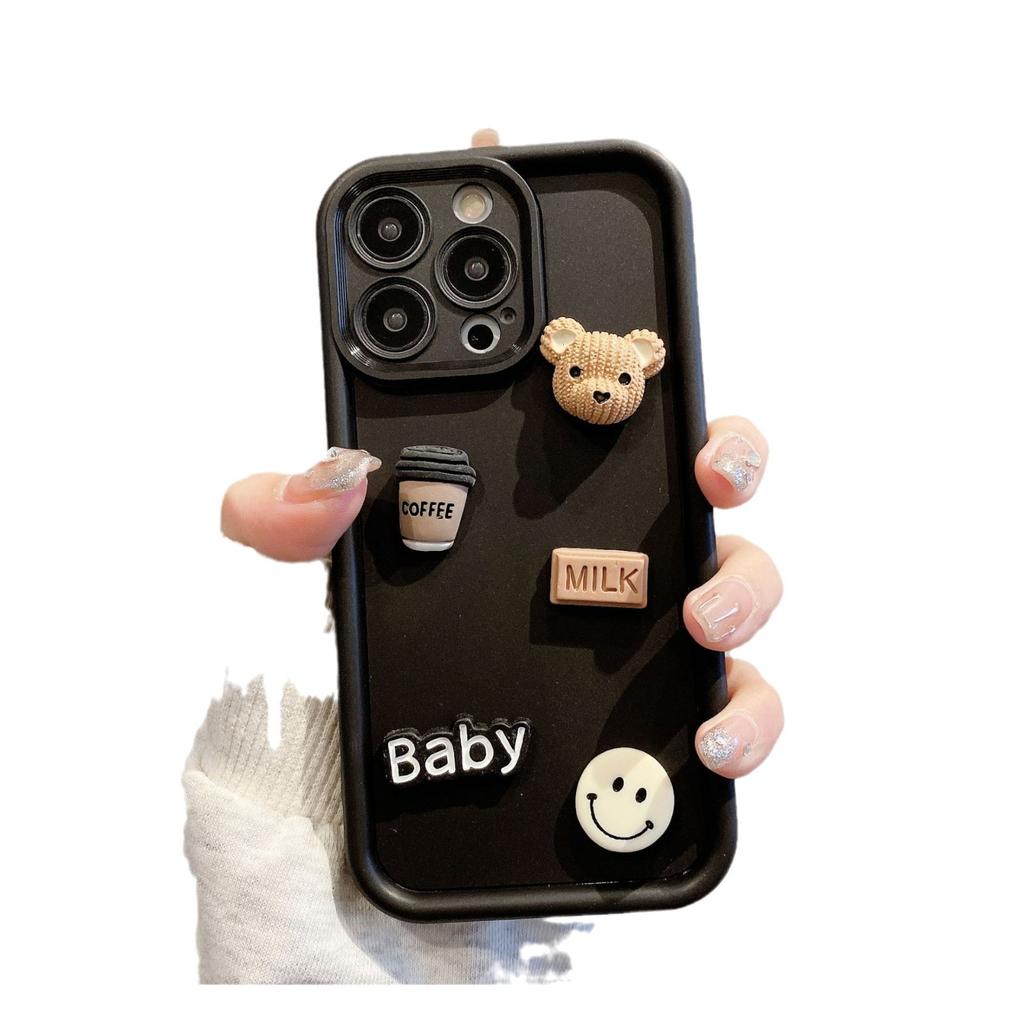 Gaozhu Suitable for Apple 16PRO Coffee Bear Jewelry Mobile Phone Case IPhone 11/12 Full-inclusive Anti-fall Protection Case
