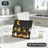 1pc Tissue Box, Whimsical Style Halloween Cheerful Spooky Pattern, 2D Flat Printing, Polyester Fabric, Easy To Carry, Tissue Bag, for Sleeping Areas