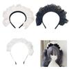 Women Pleated Lace Headbands Cosplay Maid Hairband Carnivals Halloween Headbands