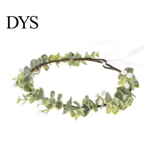 Green Leaf Hair Wreath Bridal Flower Crown Fairy Style Artificial Flowers Eucalyptus Forest Headband Chaplet Head for Weddings Beach Vacation