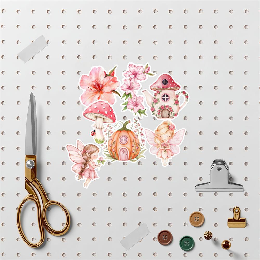 20pcs Watercolor pink azalea and butterfly bouquet Hand Account Stickers Stationery Laptop Fridge Suitcase Skateboard Phone