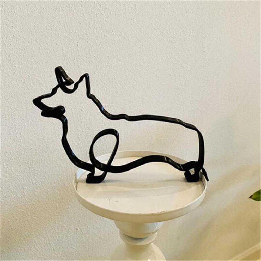 Abstract Simple Minimalist Metal Dog Art Sculpture Decoration Ornament Wall Art Home Office Desktop Modern Art Creative Decors