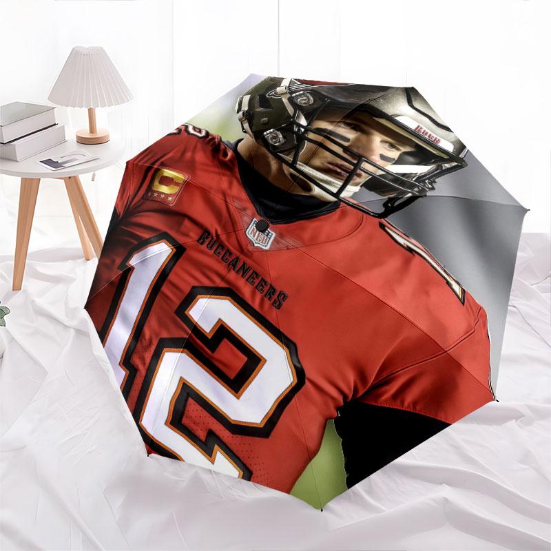 Tom Brady pattern, automatic folding umbrella, portable and foldable design, 8 ribs, a Christmas or birthday gift.