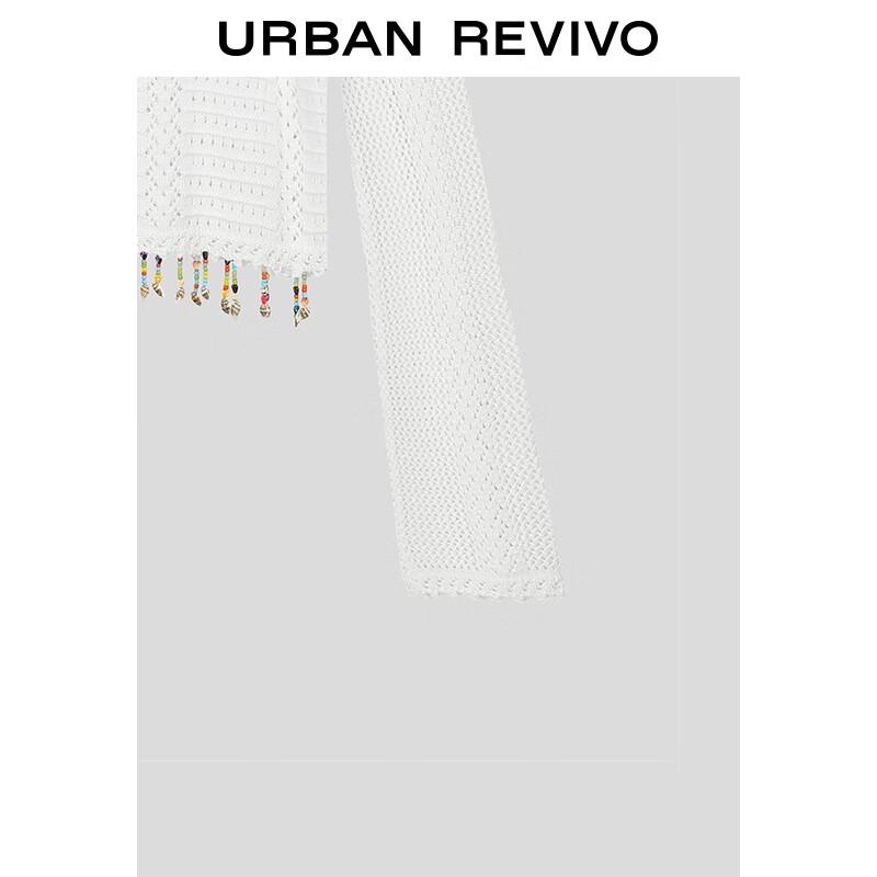 UR Women's Hollow-Out Beaded Tassel Cotton Knit Sweater