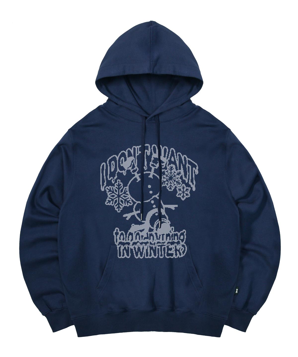 Escape From Pell Snowman Print Hoodie Deep Blue L