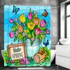 Spring Flower Butterfly Shower Curtain, Bathroom Decorative Shower Curtain, Waterproof Shower Curtain with Hooks