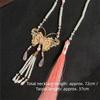 Retro Butterfly Necklace Fringed Chinese Style Necklace Pearl Pendant Necklace  Hanfu Costume